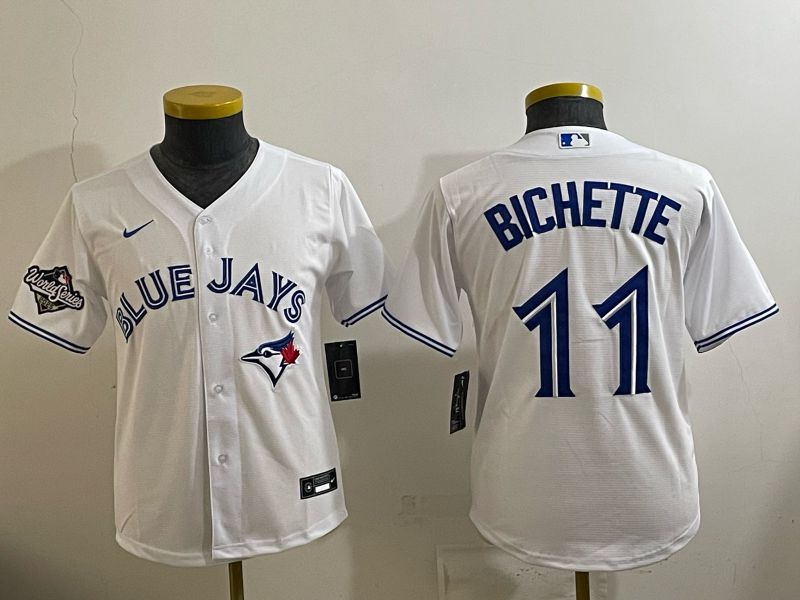 Youth 2025 Nike Toronto Blue Jays #11 Bichette White Game MLB Jersey 03